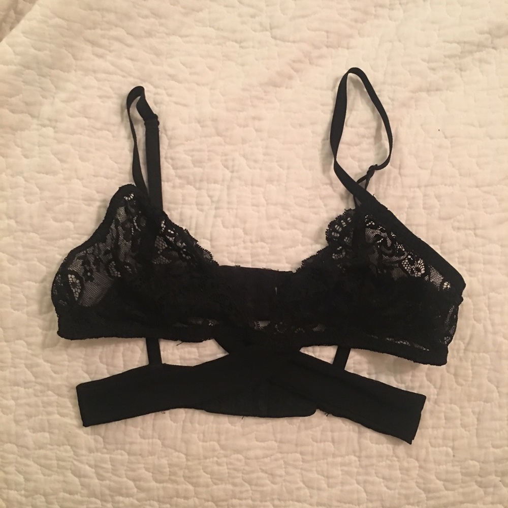 Sexy Black Lace Bra, XS